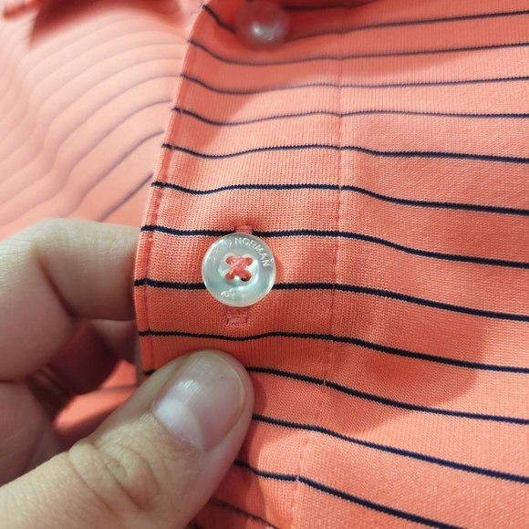 Attack Life By Greg Norman Feeder Striped Polo Casual Shirt, Seaside Coral, L - Picture 5 of 11